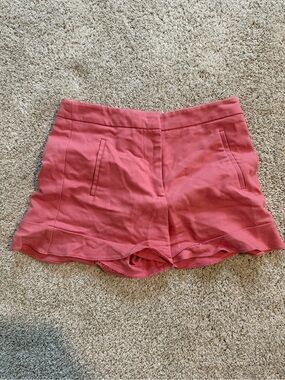 Zara High Waist Pink Scalloped Hem Shorts